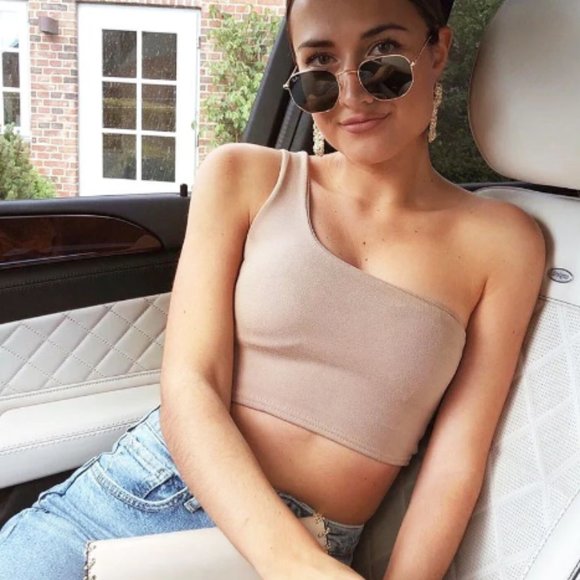 Nude one shoulder crop top - Picture 1 of 5